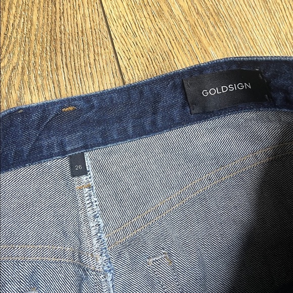 Goldsign Low Slung Dark Wash Midi Skirt Size 26 - Picture 7 of 9